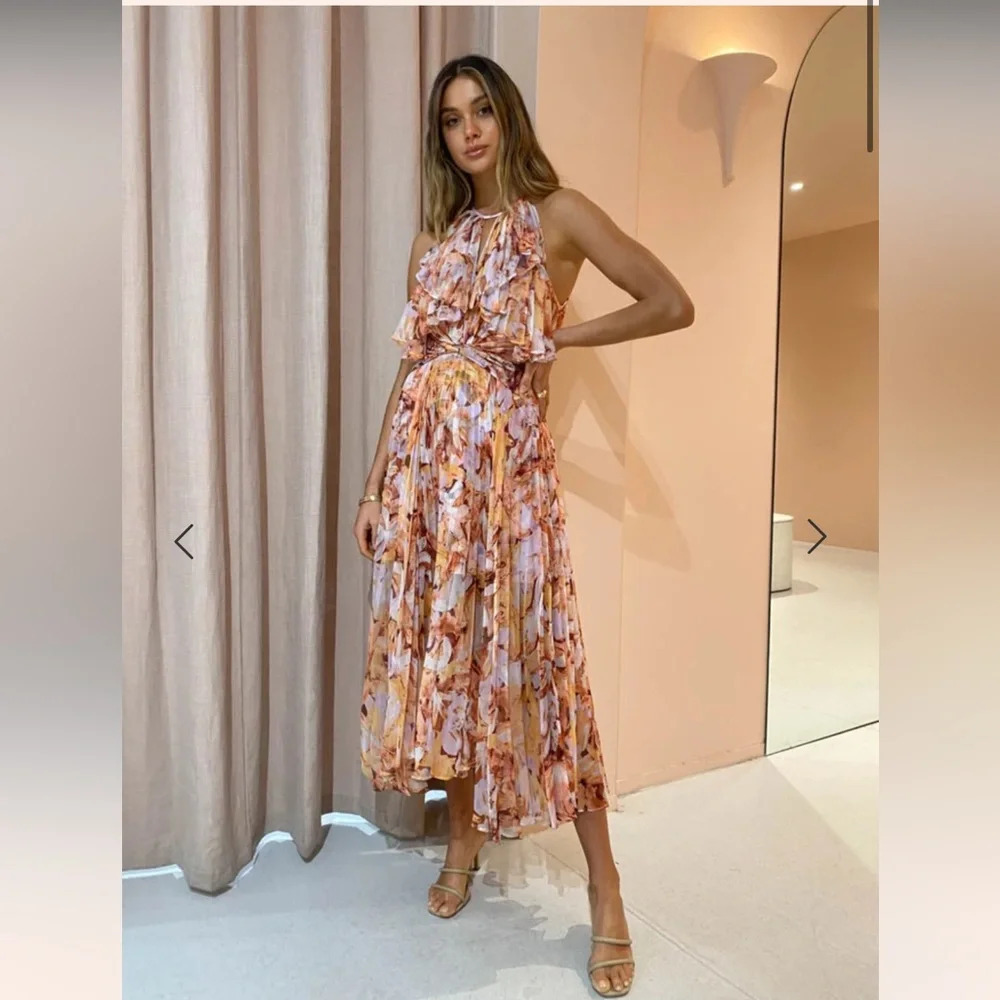 Acler Catherine Dress in Liliac Brush. Size US 10